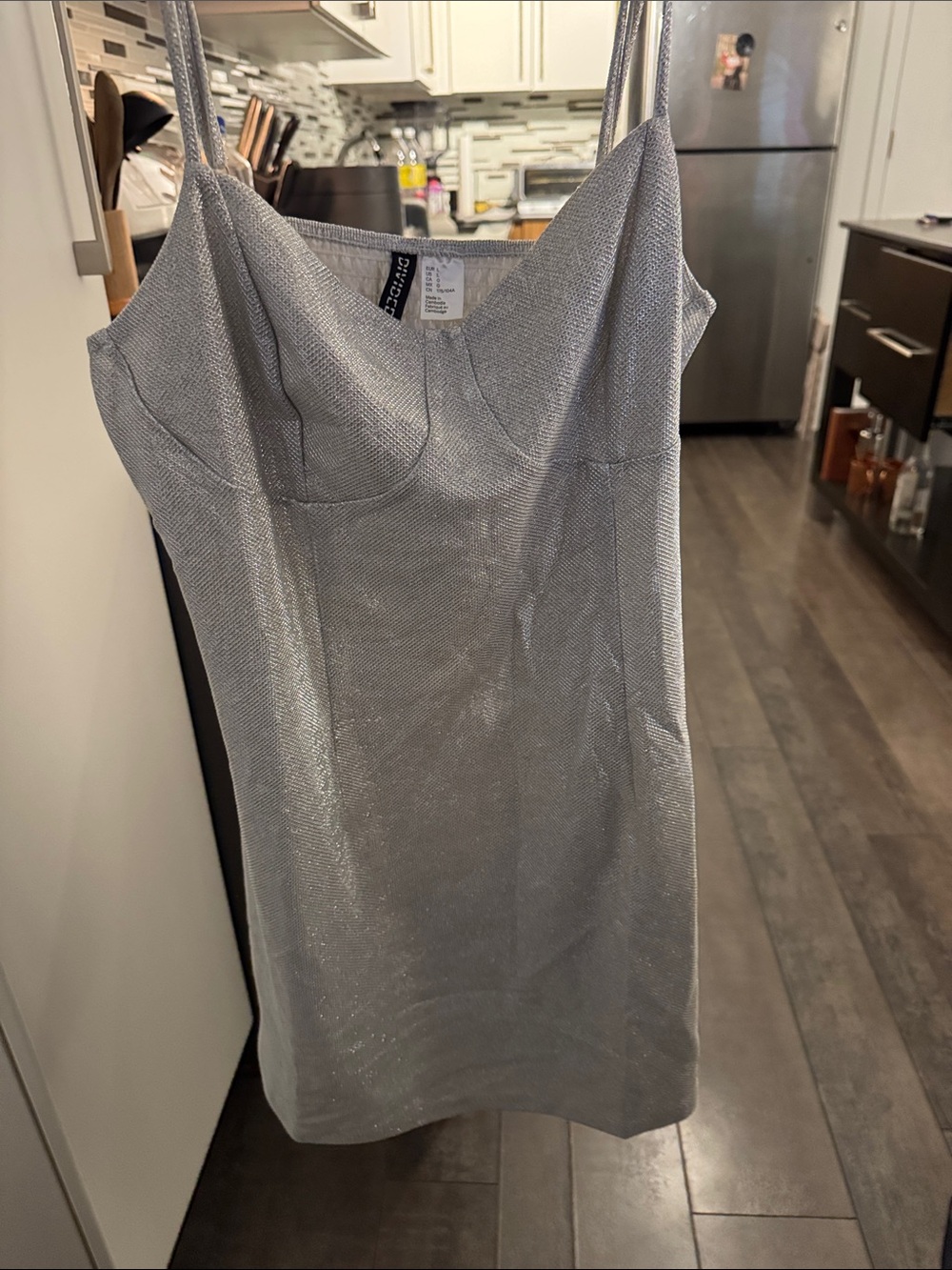 H&M brand Divided Silver Shimmer Mini Slip Dress